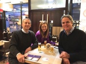 From Left: Steve Schroeder, Colleen Coyle and Jürgen Peters enjoying a post-show kölsh. 
