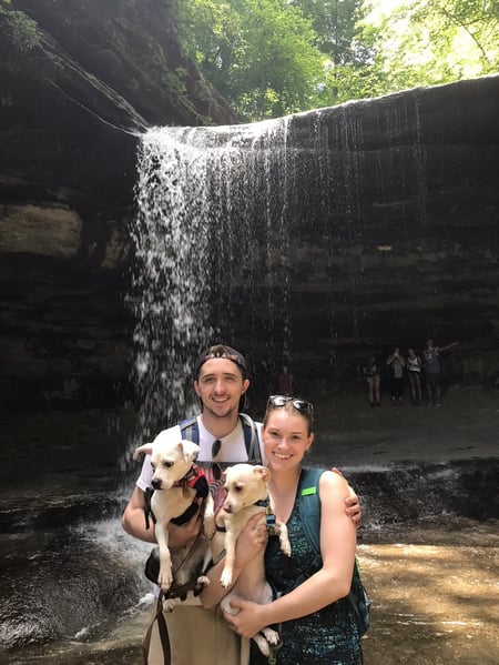 Jordan and boyfriend Andrew take their dogs on a hike at Starved Rock.