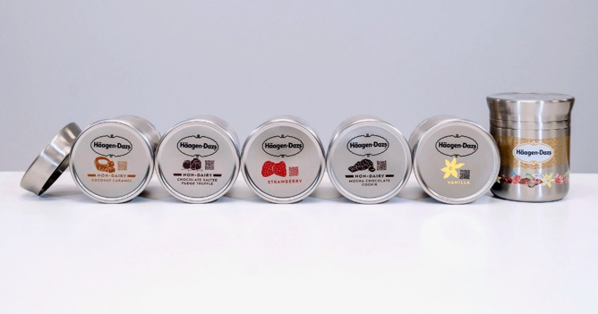 Häagen-Dazs' reusable tin ice cream packaging falls into one of the 2020 packaging trends.